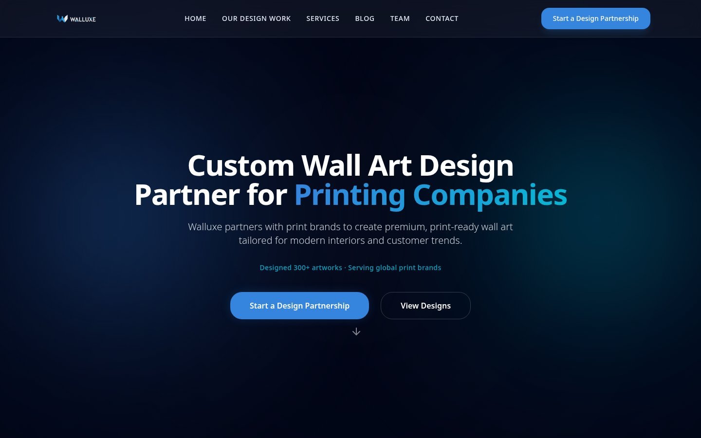 Walluxe — Wall Art Design Studio Website